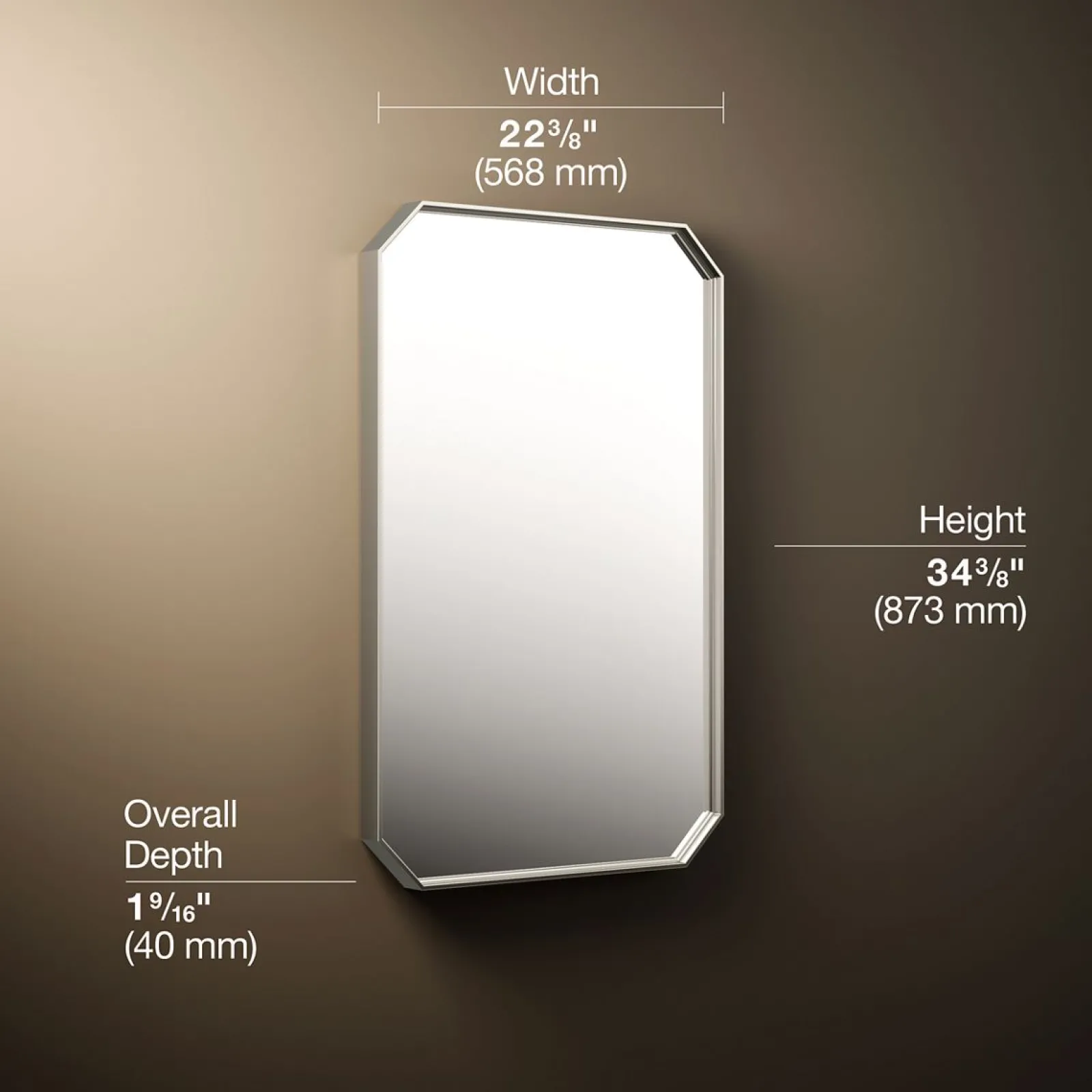 22" x 34" rectangular framed mirror^Kohler